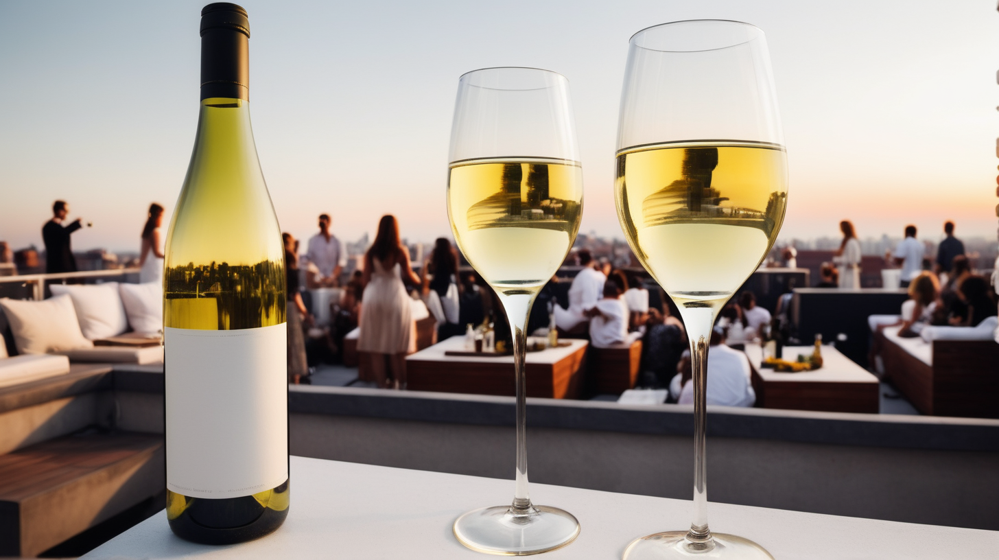 white wine at a rooftop party