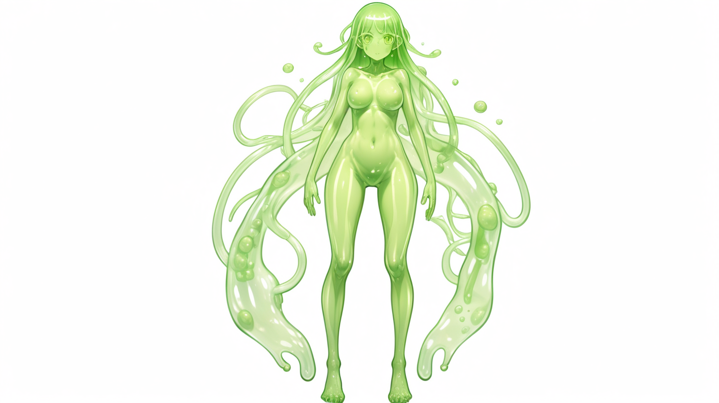 semitransparent singlecelled organism slime girl waifu entire body