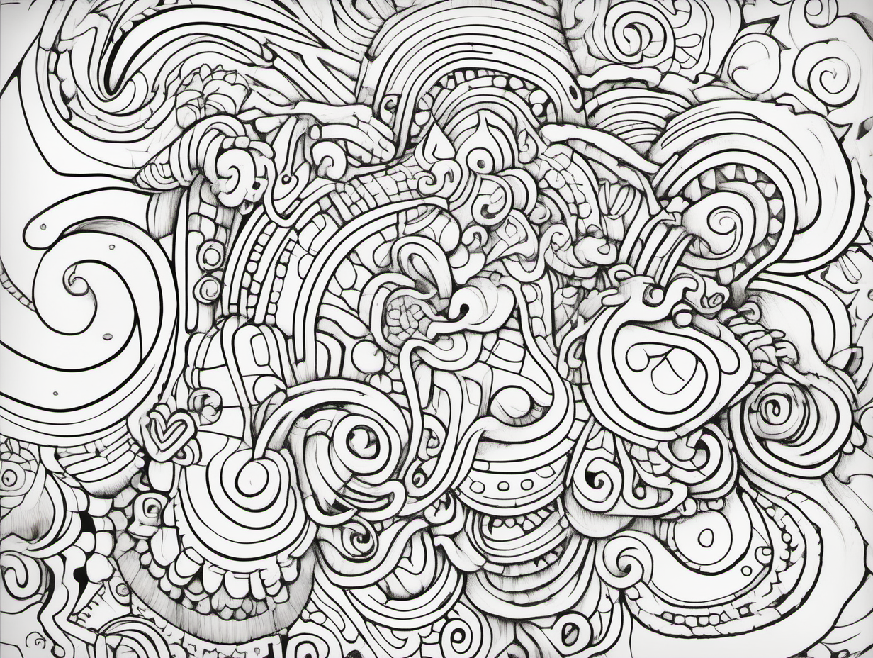 doodling art coloring book page clean line art