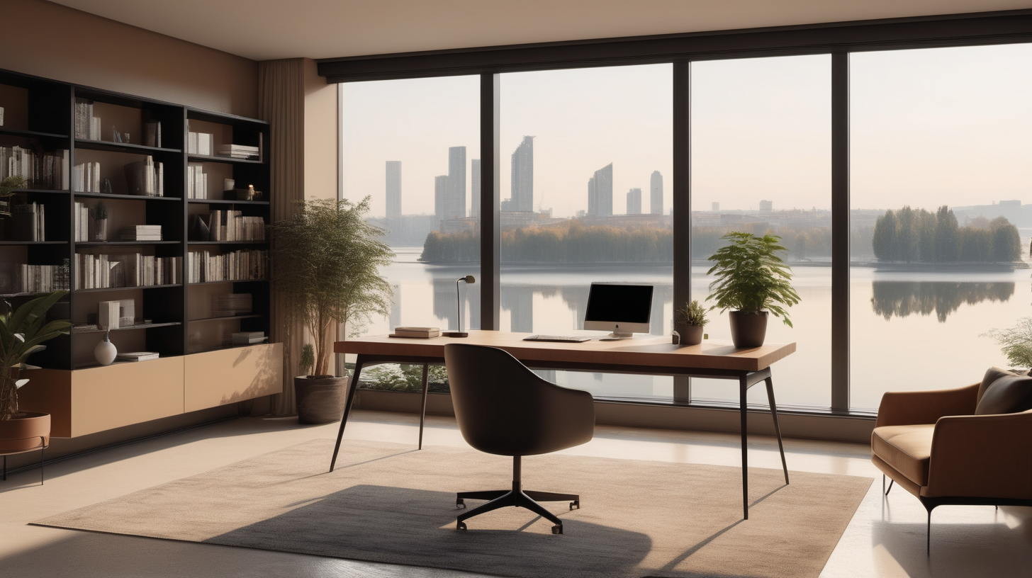 private owner with minimalist modern desk with a