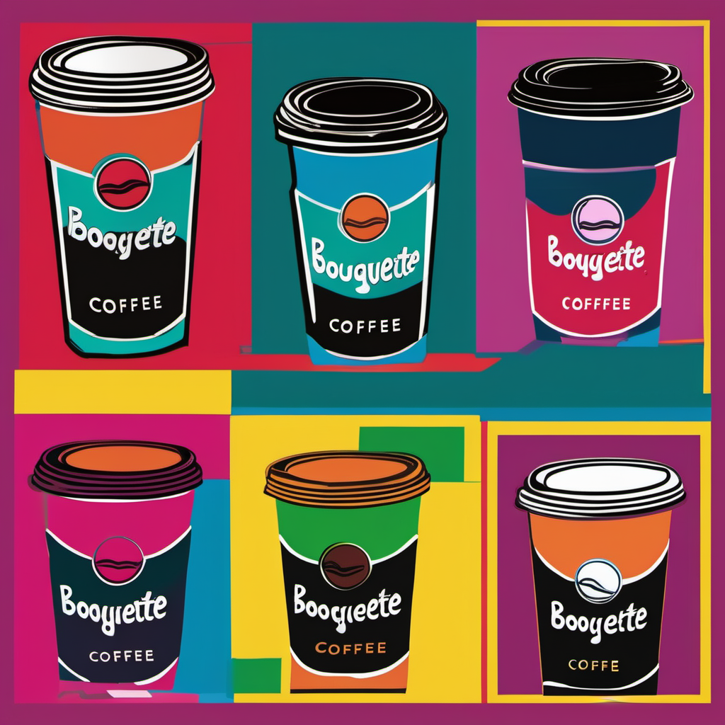  a Boquete coffee logo for a company called Boquete bean in the style of Andy Warhol