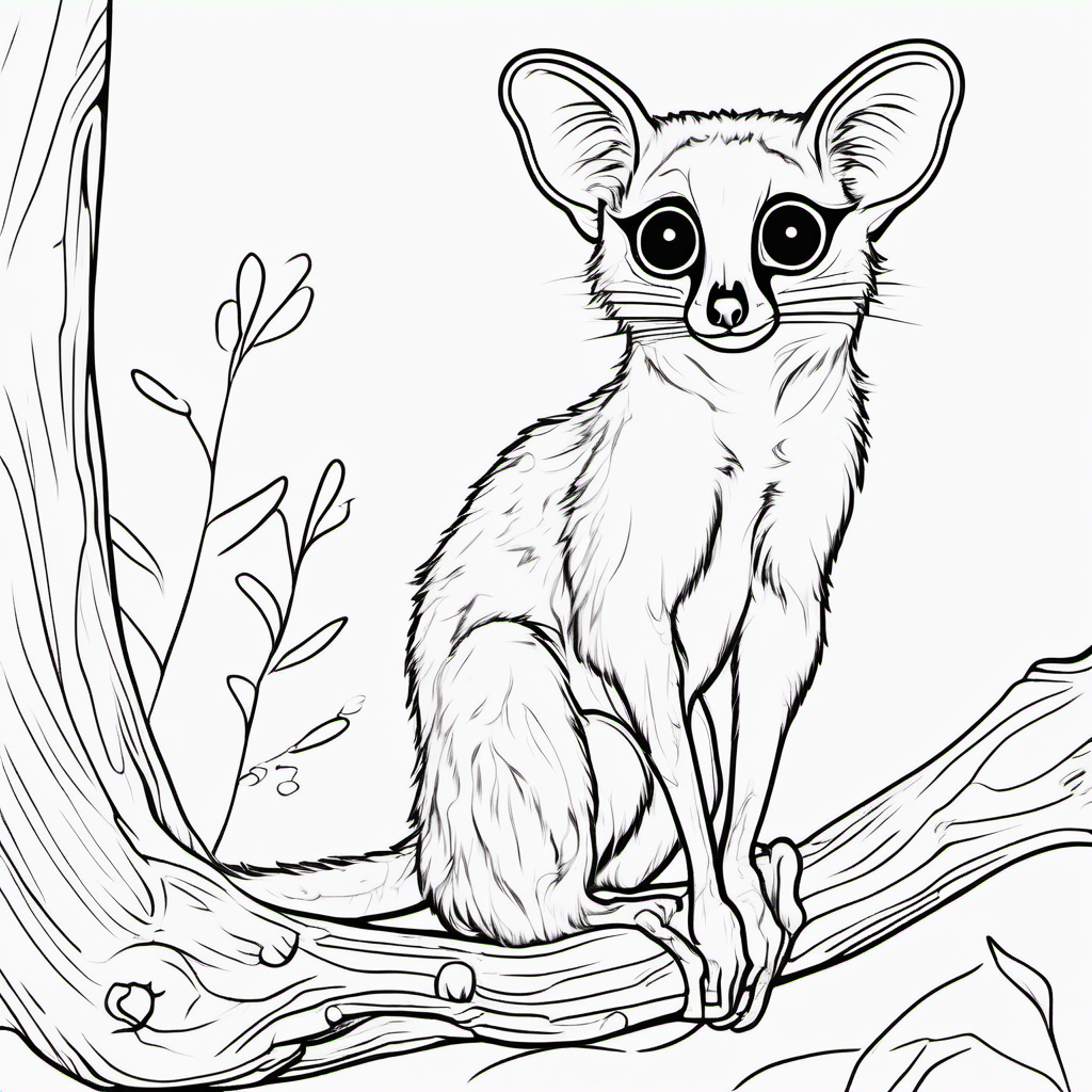 draw a cute Galago with only the outline