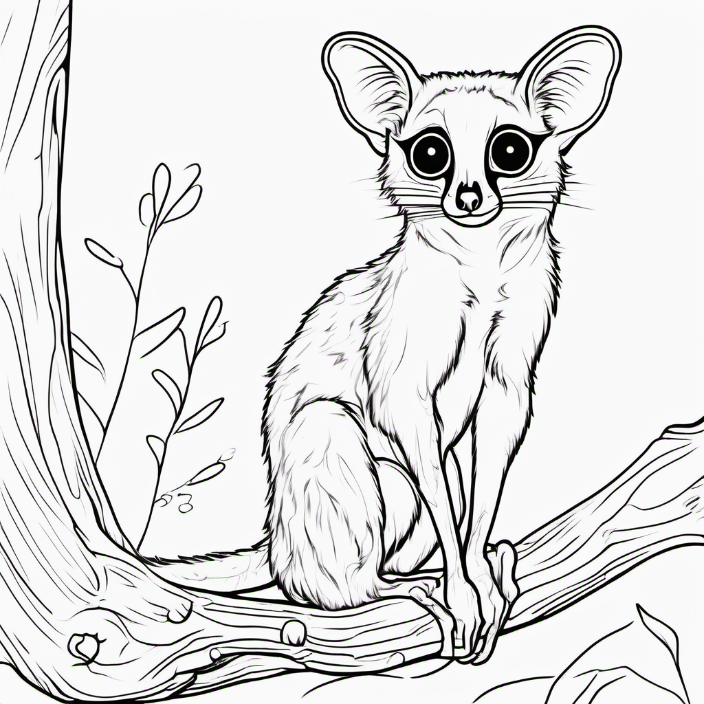 draw a cute Galago with only the outline  for a coloring book