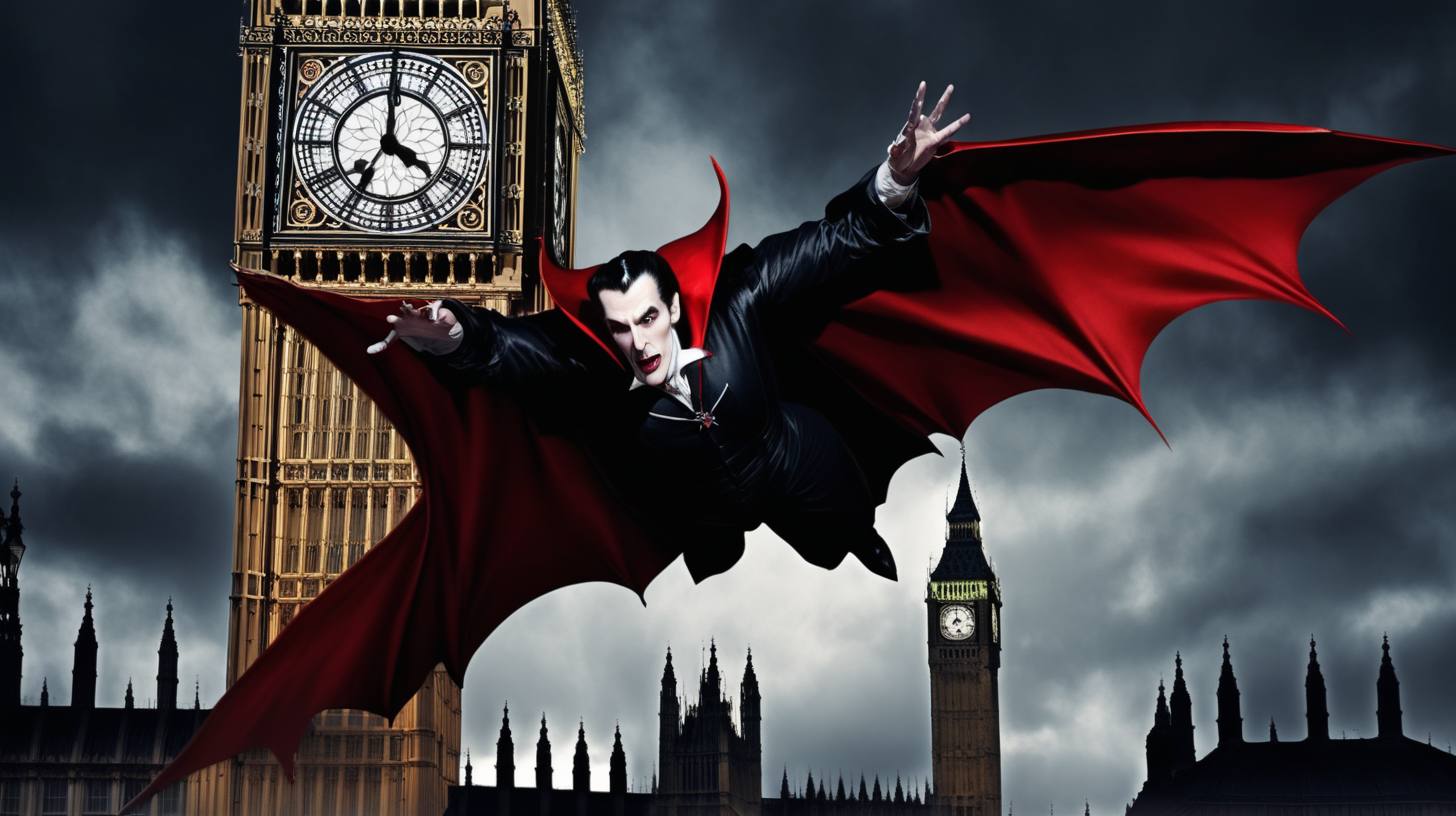 Dracula flying over Big Ben