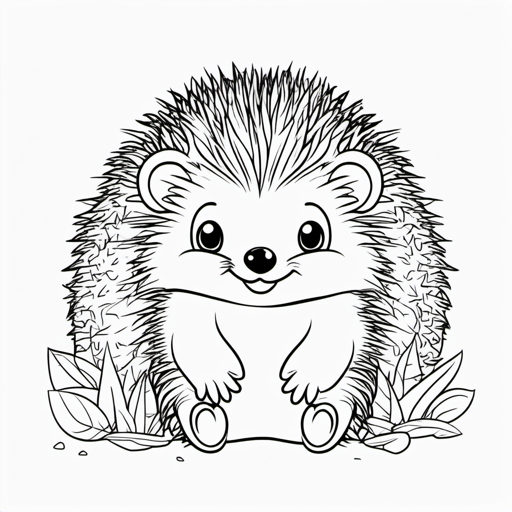 draw a cute baby Hedgehog only the outline