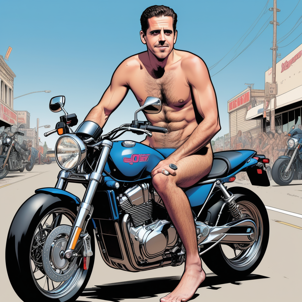 Hunter Biden riding a motorcycle naked in the