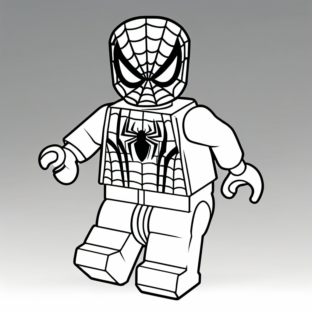 Lego Spiderman Lineart cartoon kids