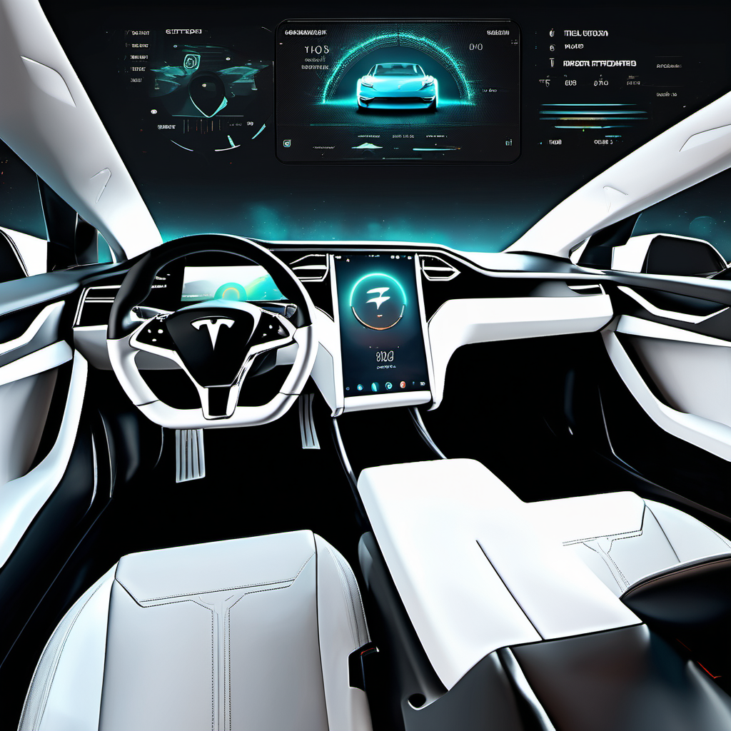 a futuristic car dashboard tesla modify realistic