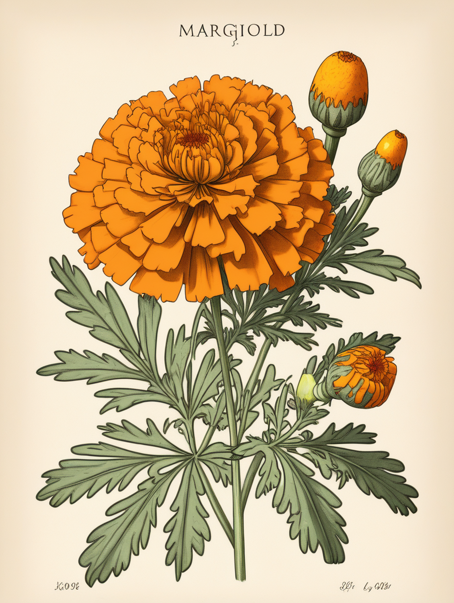 marigold botanical illustration 
