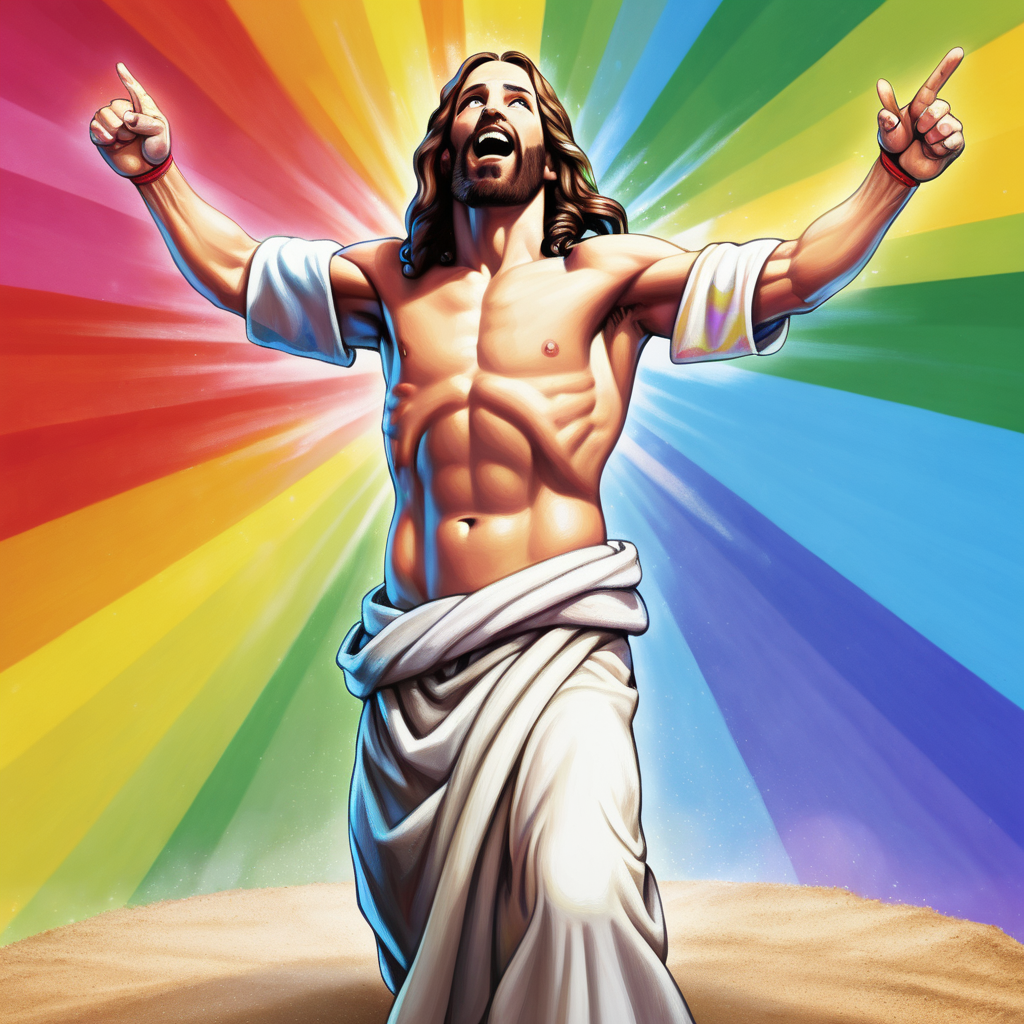 Jesus UFC fighter rainbow loving victory