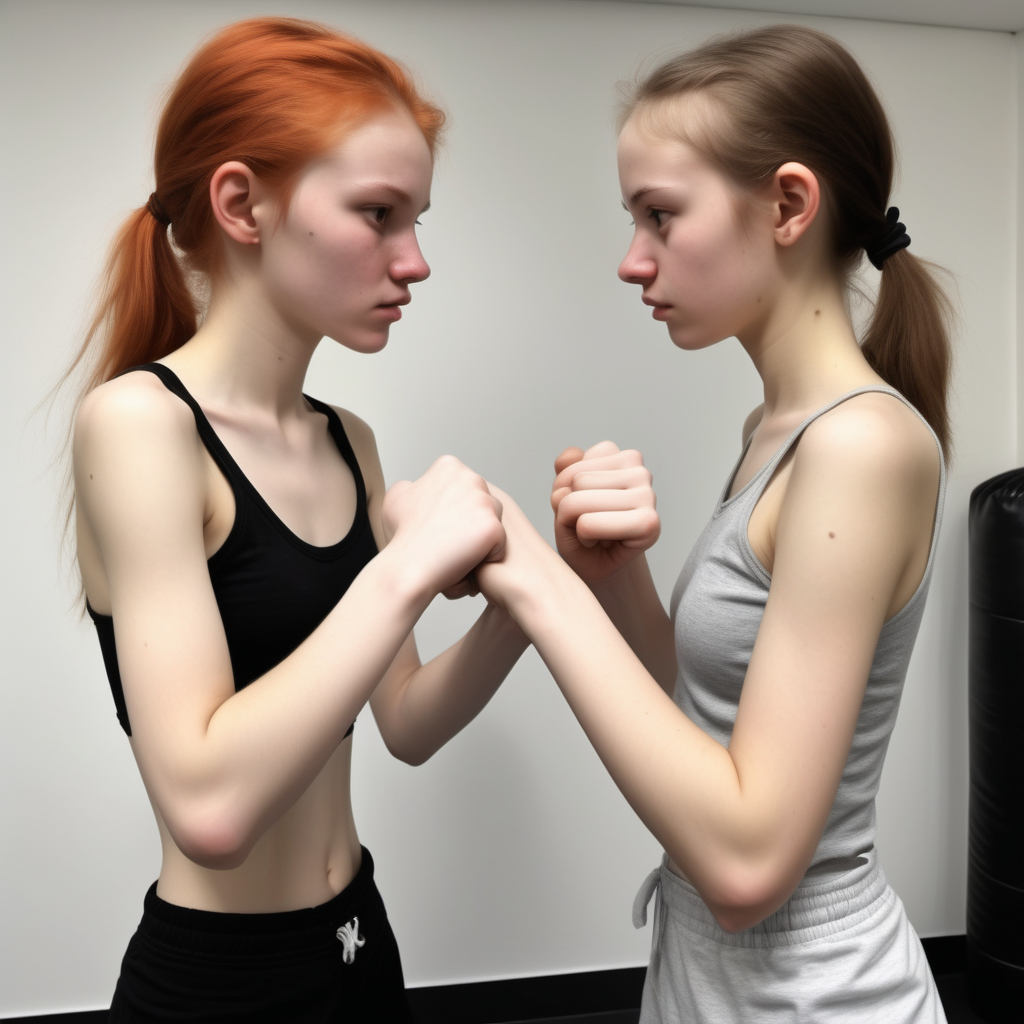 18 year old slender women bare knuckles embraced in a fight 