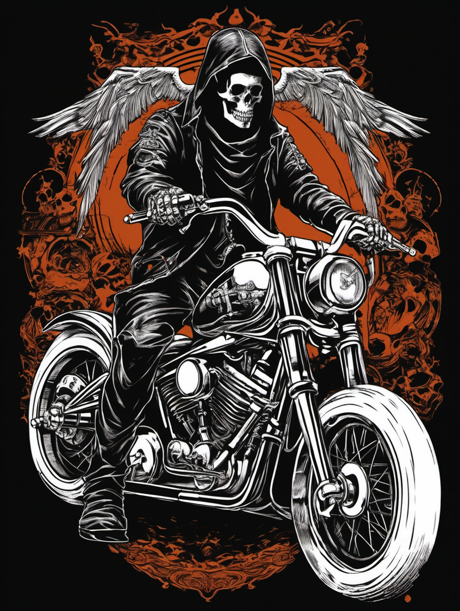 death on a motorcycle biker tshirt