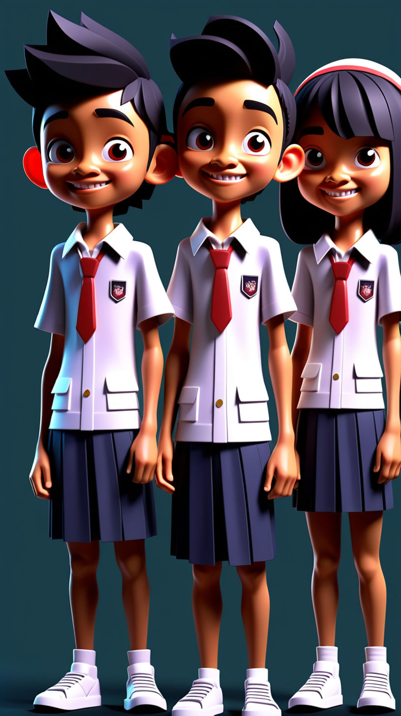 high school kids from Nusa Tenggara Barat in 3D character form




