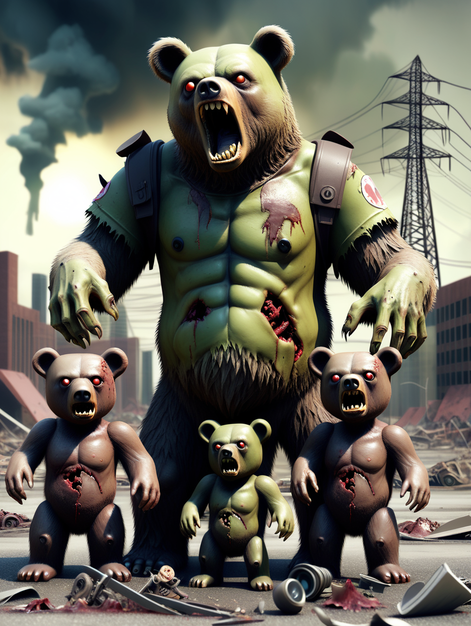 post apocalyptic earth with zombie bears