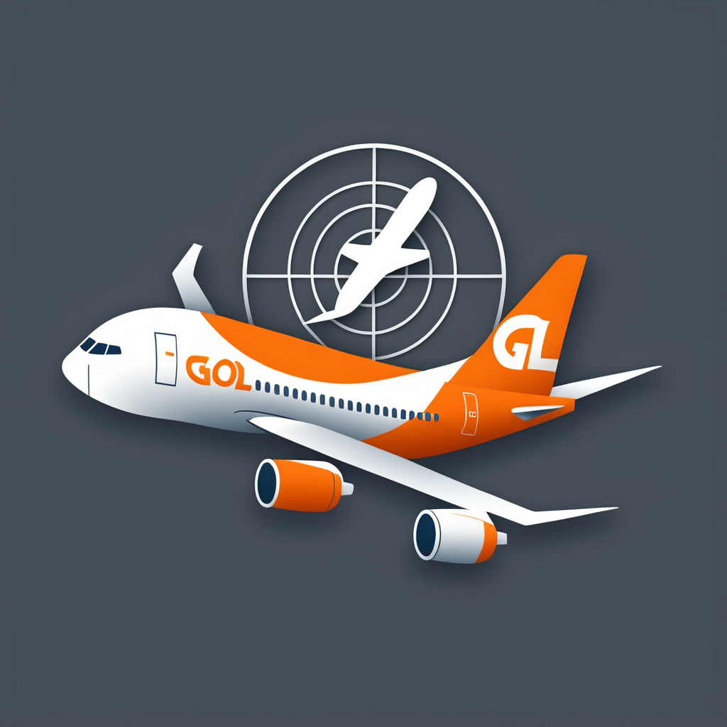 GOL Airlines uçak radarı uygulaması için ikon tasarım. GOL airlines logo renklerini kullanın. çerçeve kullanma. tam ekran olacak. 