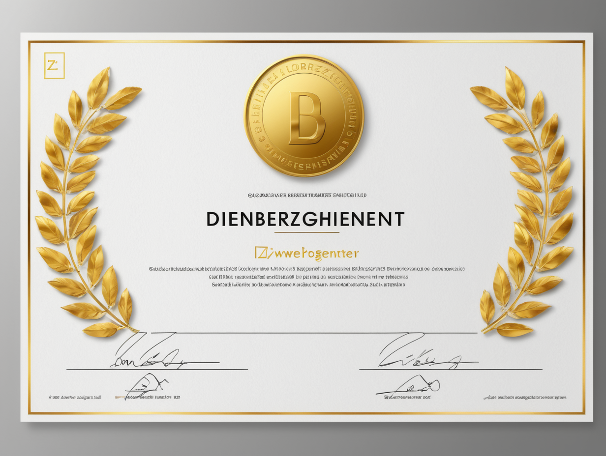 certificate with gold laurels and minimalistic border won by Director Bass the head of the Secret agency