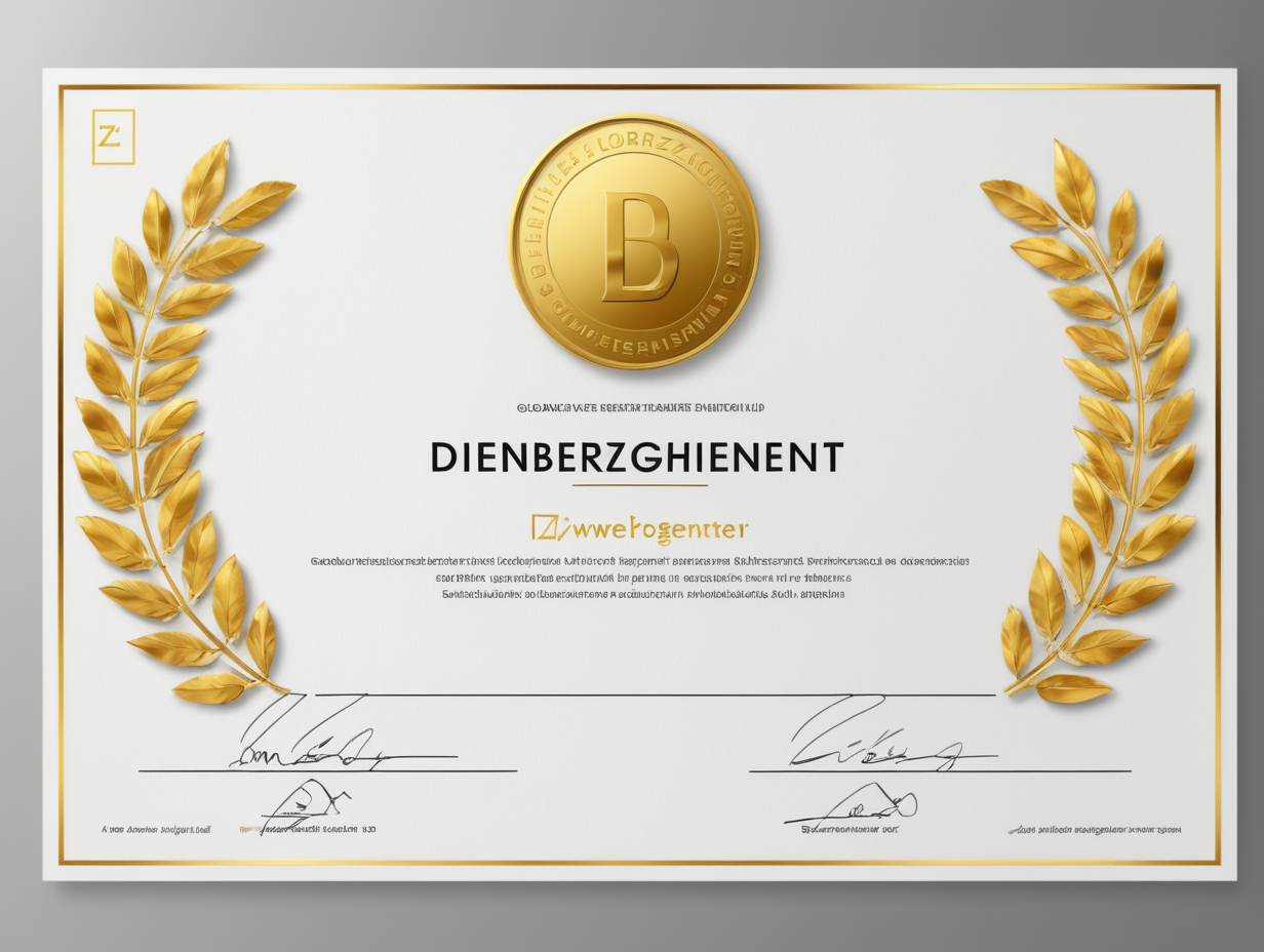 Zertifikat mit goldenen Lorbeerzweigen und minimalistischem Rand gewonnen