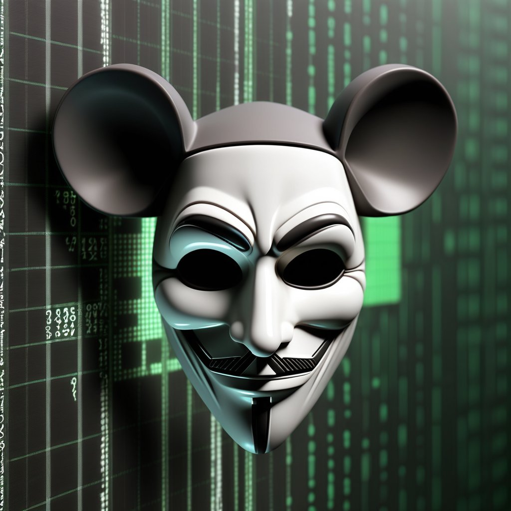 3D mask of an anonymous hacker mouse on