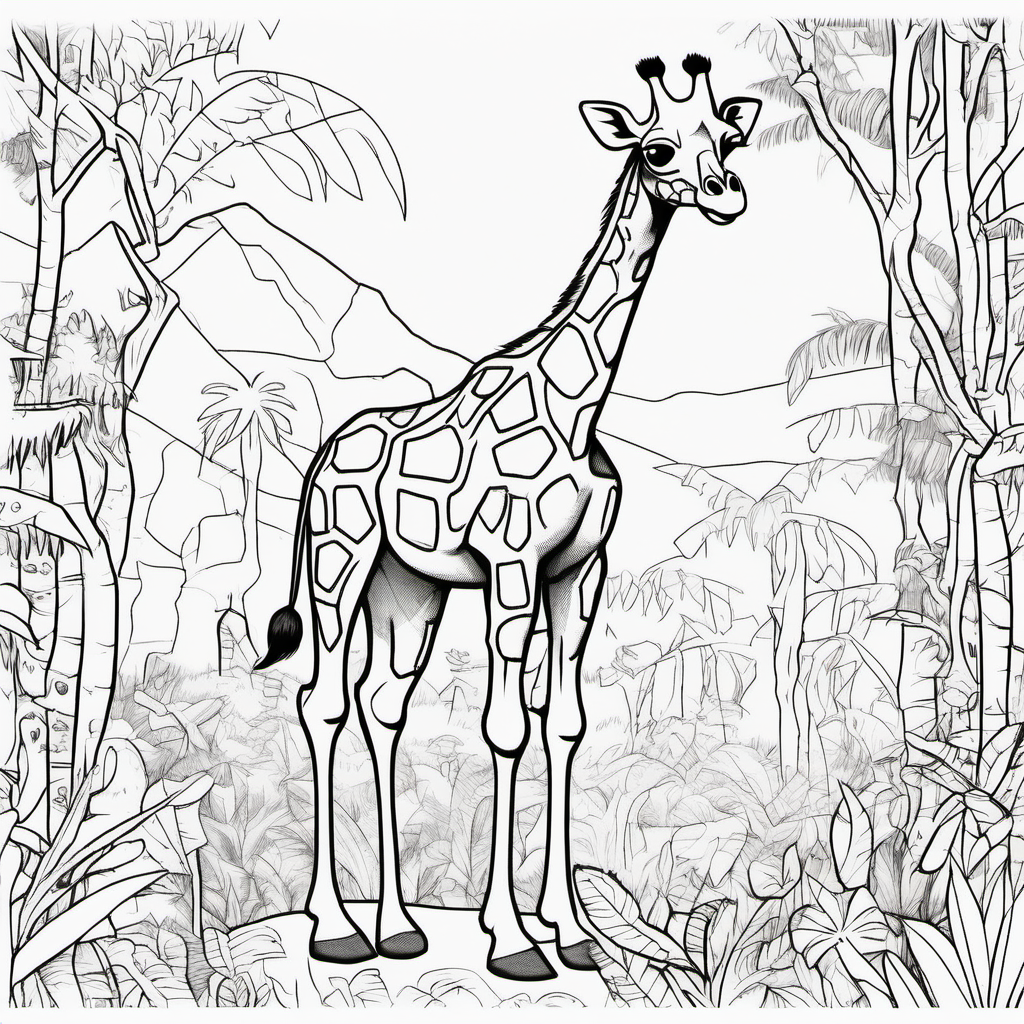 Imagine colouring page for kids Giraffe rex in