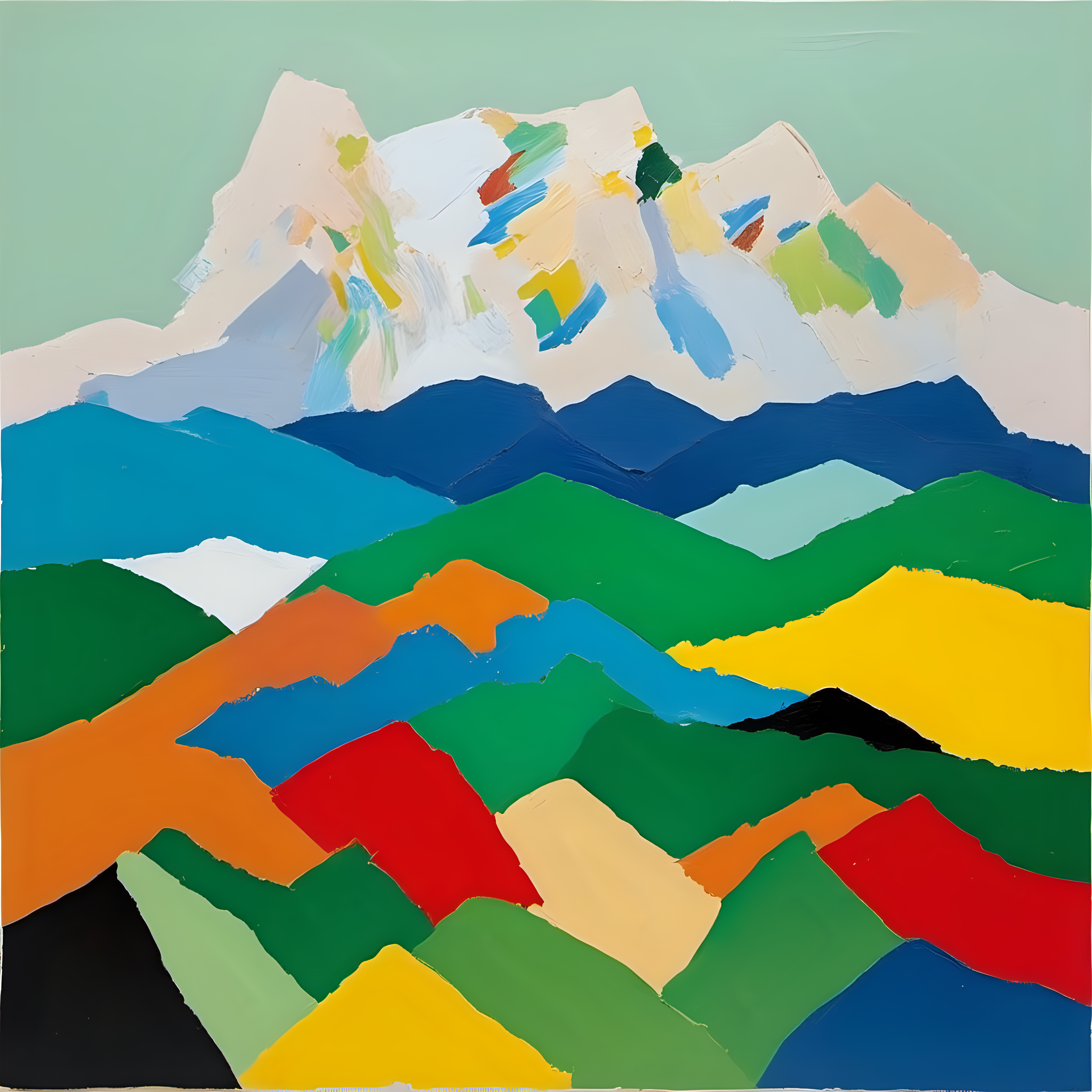 A painting of the view of the Alps