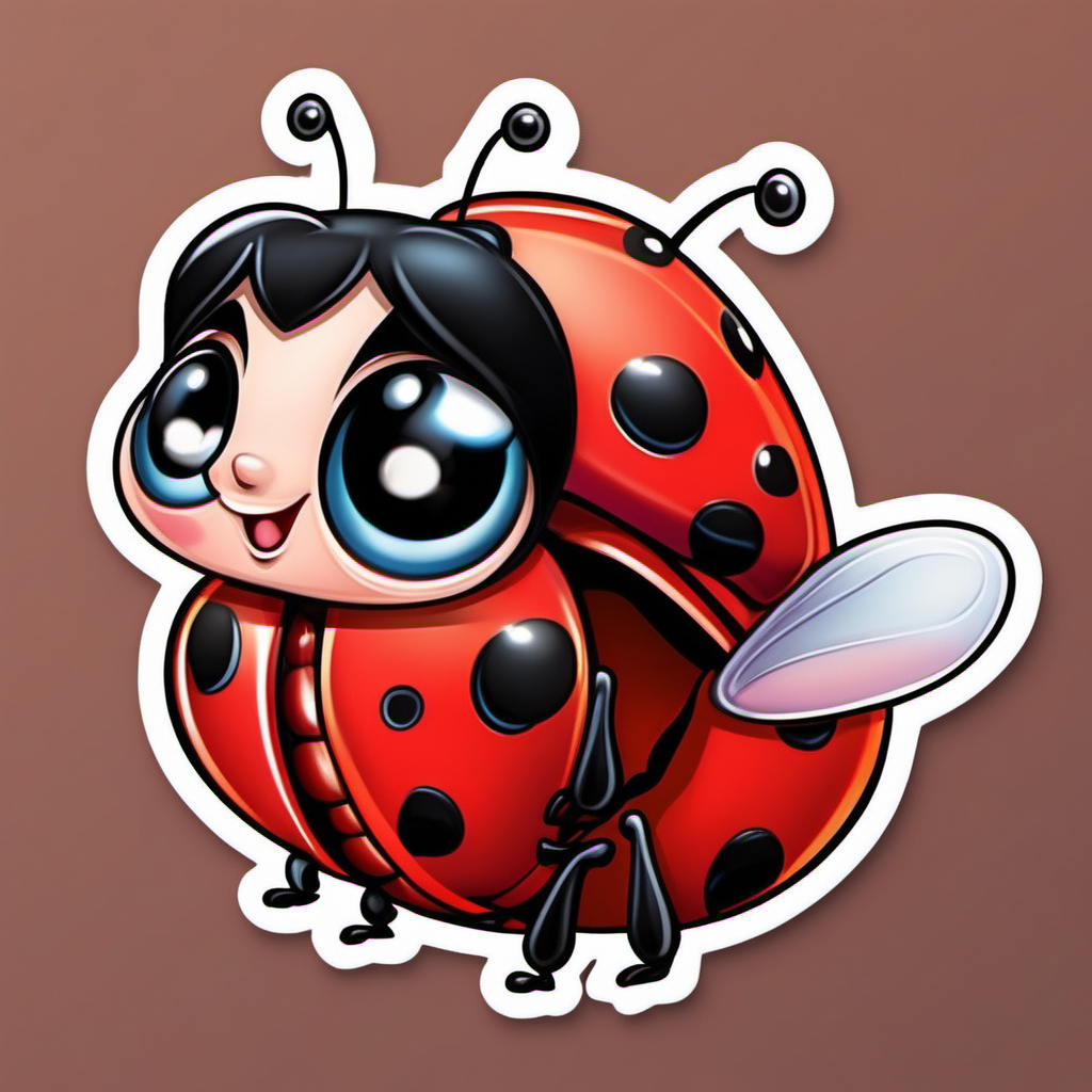 super Adorable little lady bugs cartoon sticker valentine