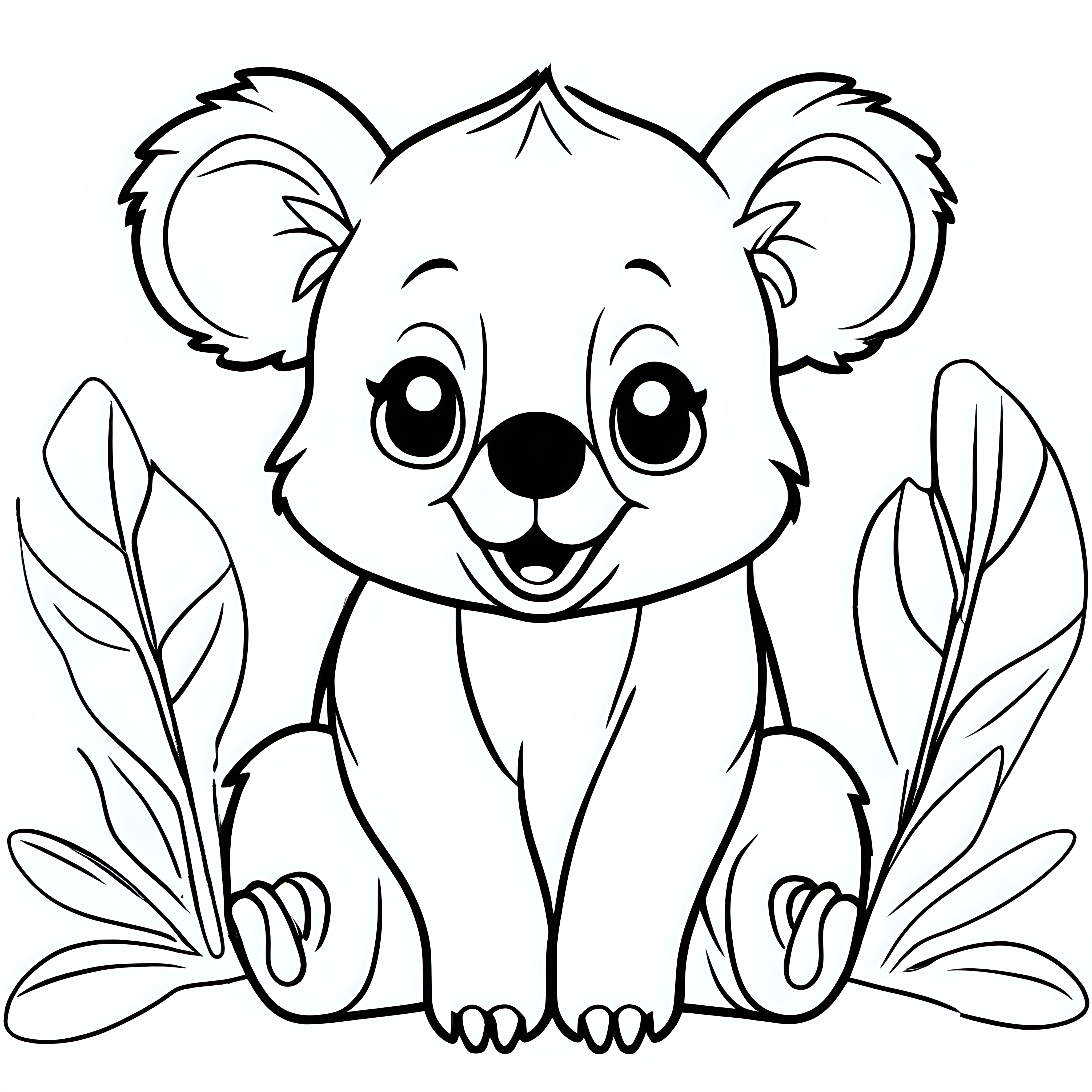draw a cute coala with only the outline  for a coloring book
