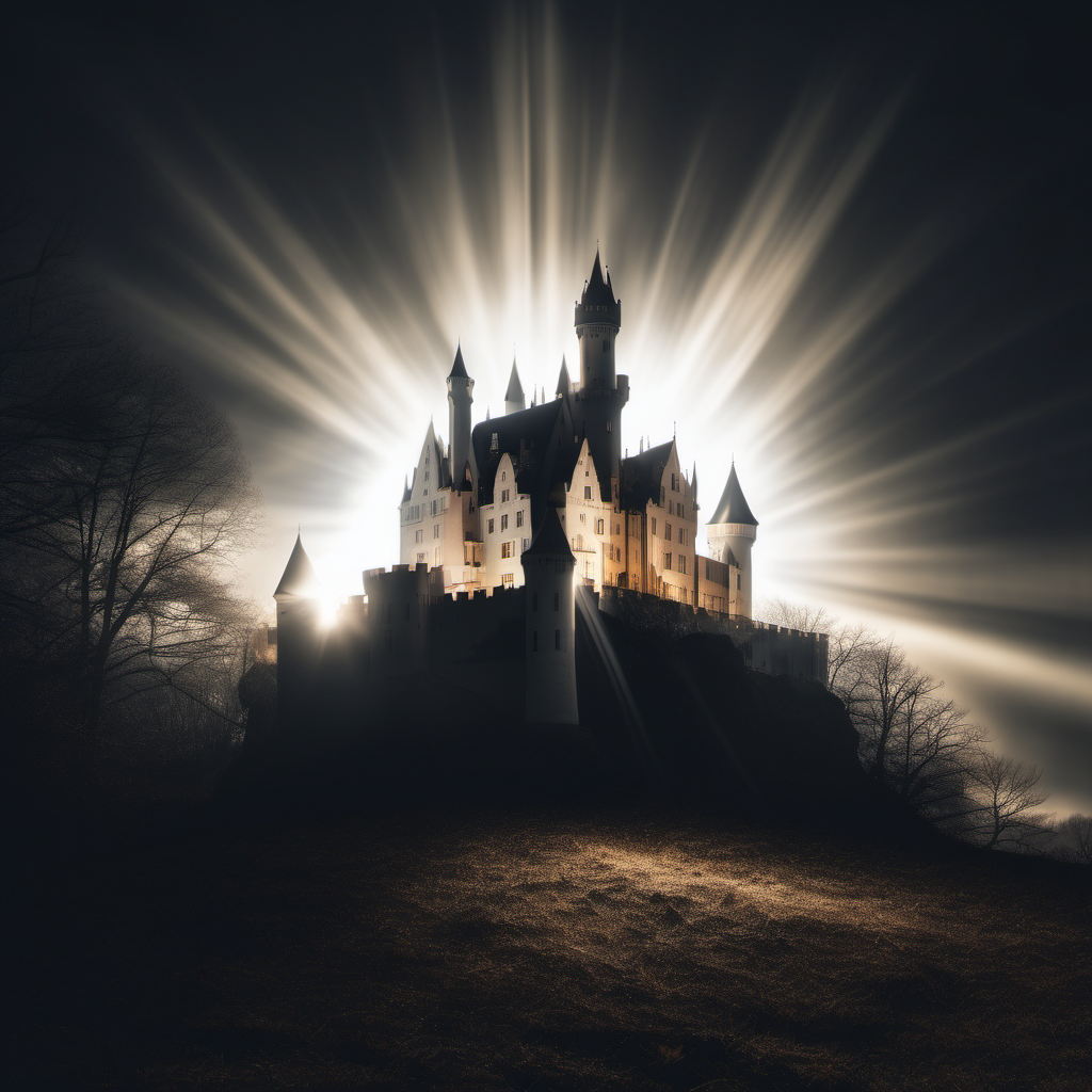 castle radiating a bright white light