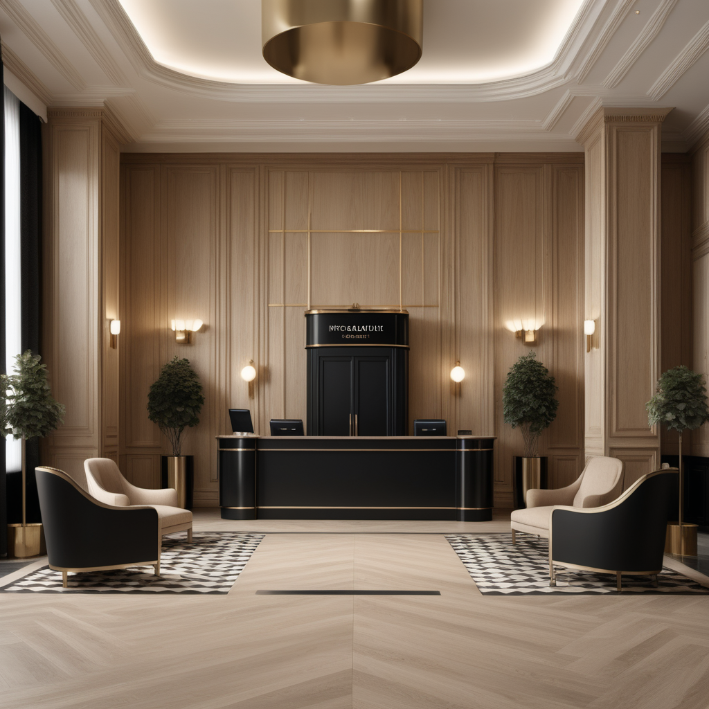 A hyperrealistic image a grand Modern Parisian hotel