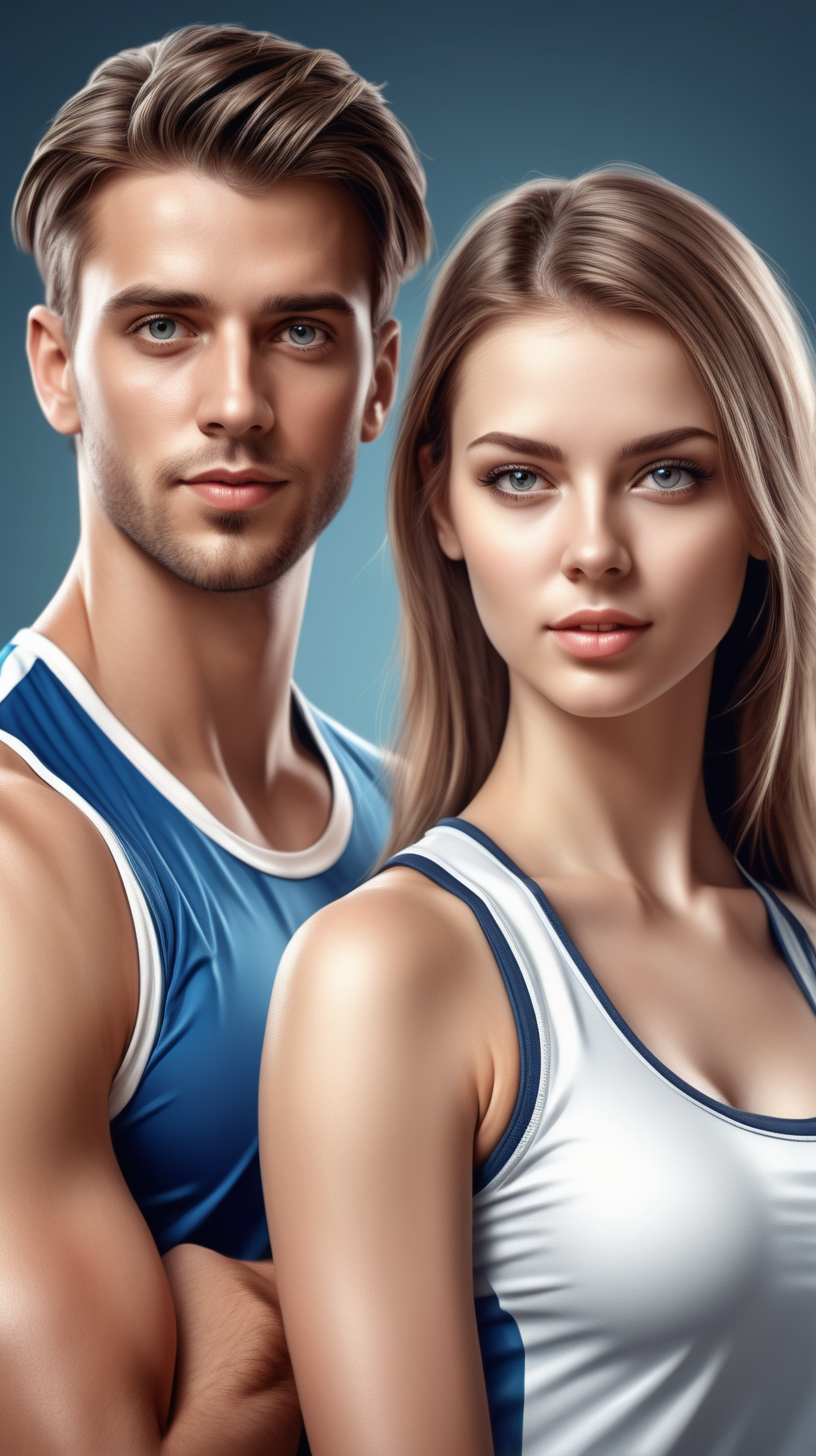 pretty man and woman sehen bisschen sportlich aus als hintergrund, fotorealistisch, hyperrealistisch