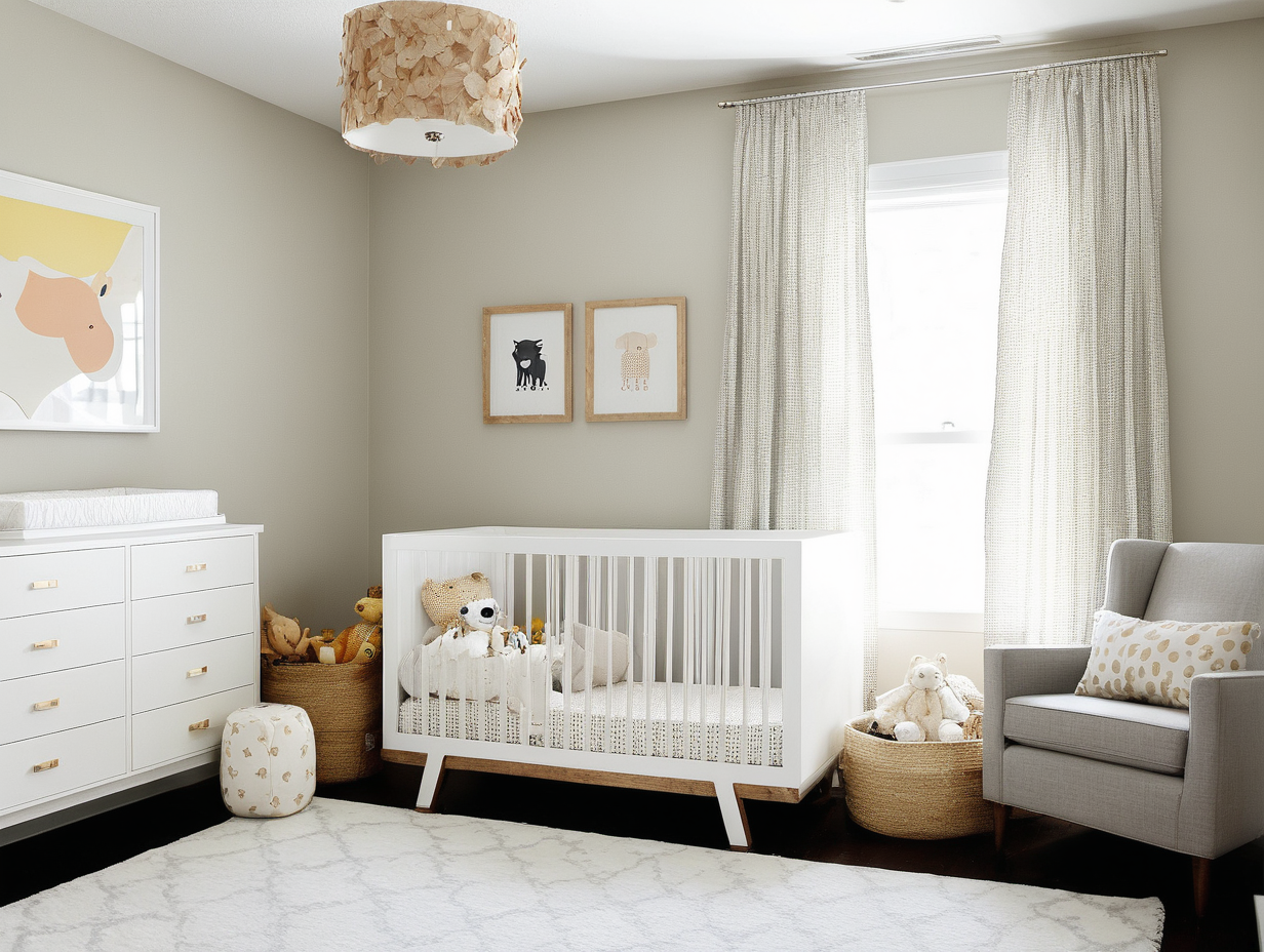 kids room neutral
 with crib