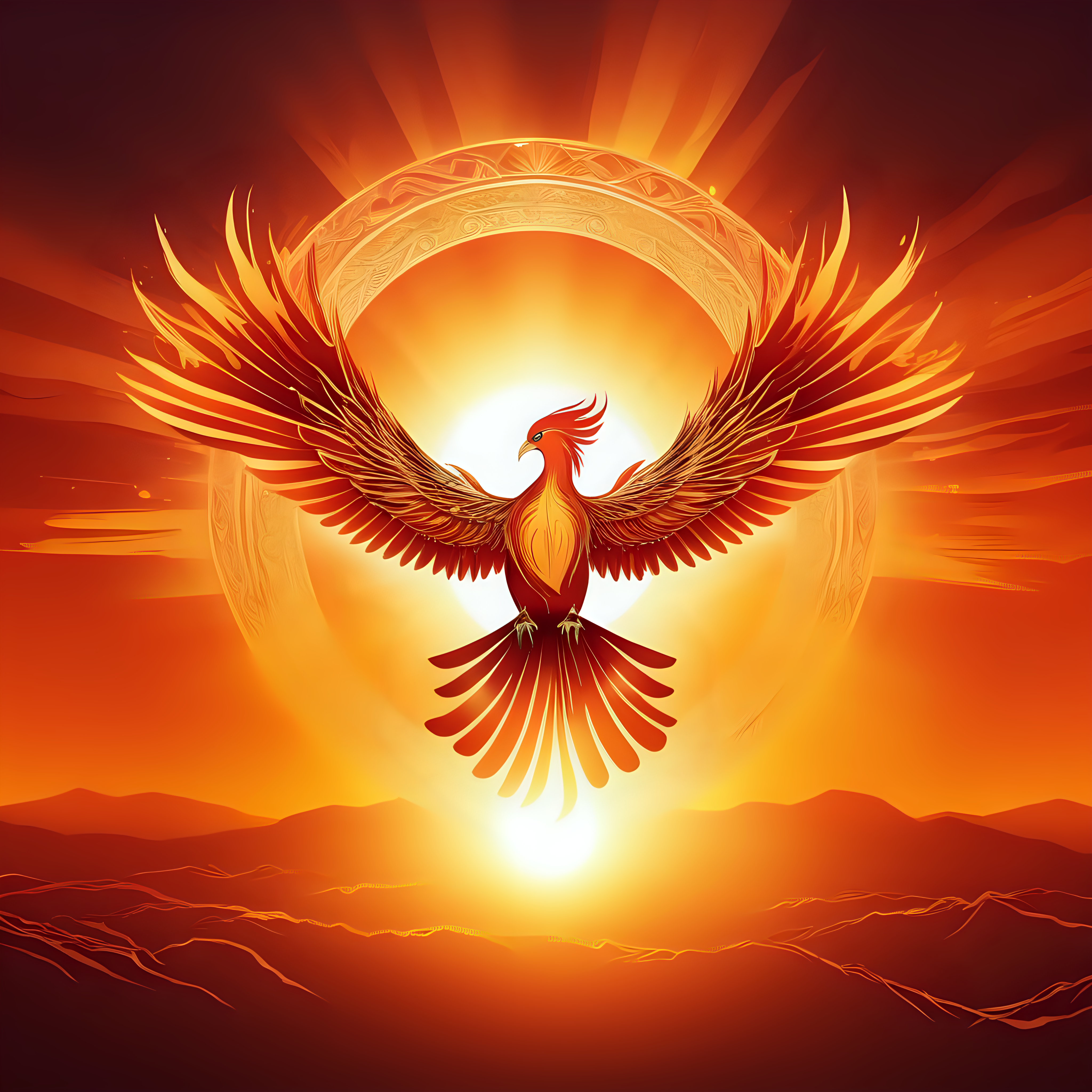 phoenix  bird flying close to the sun