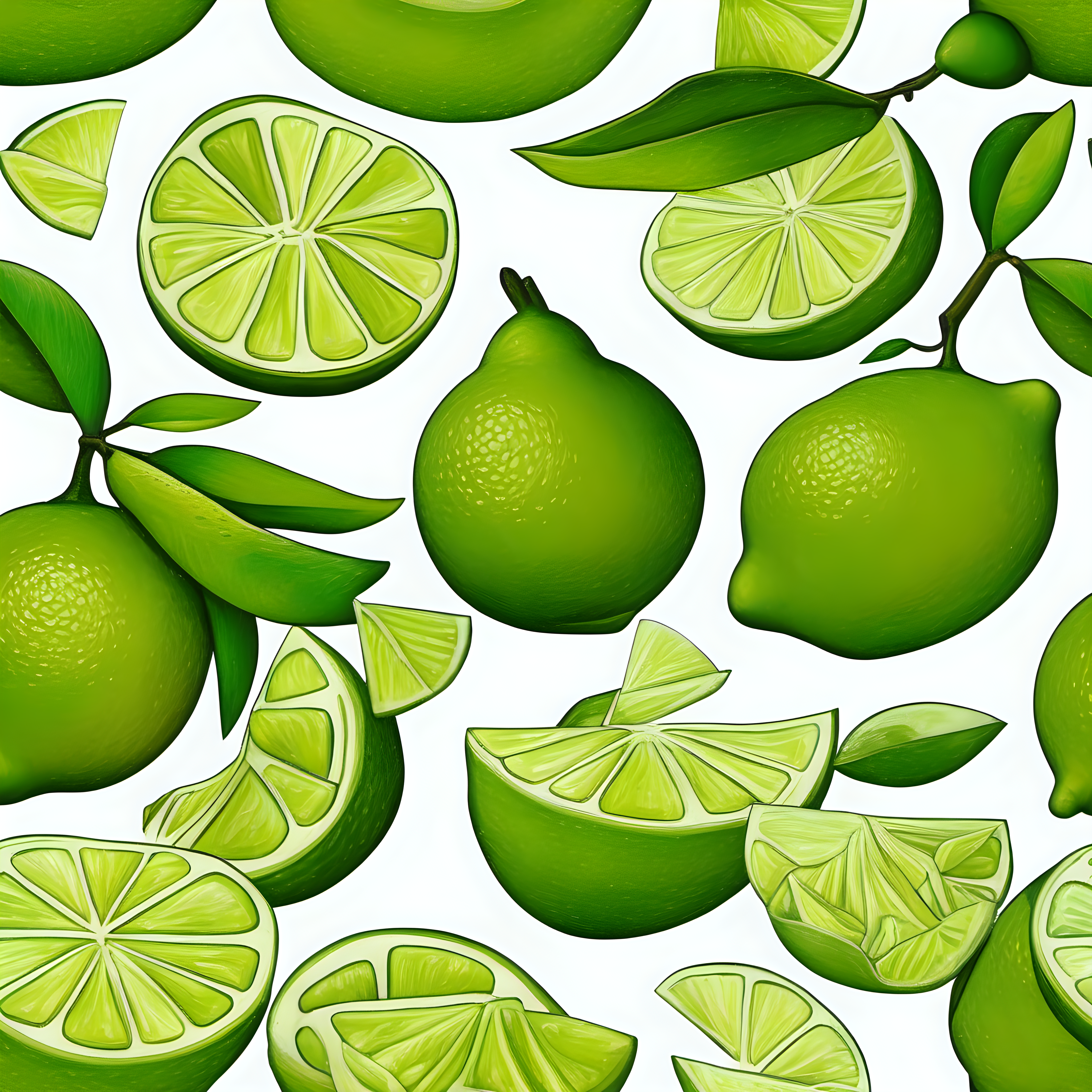 lime in the style of diego rivera on a white backgroung