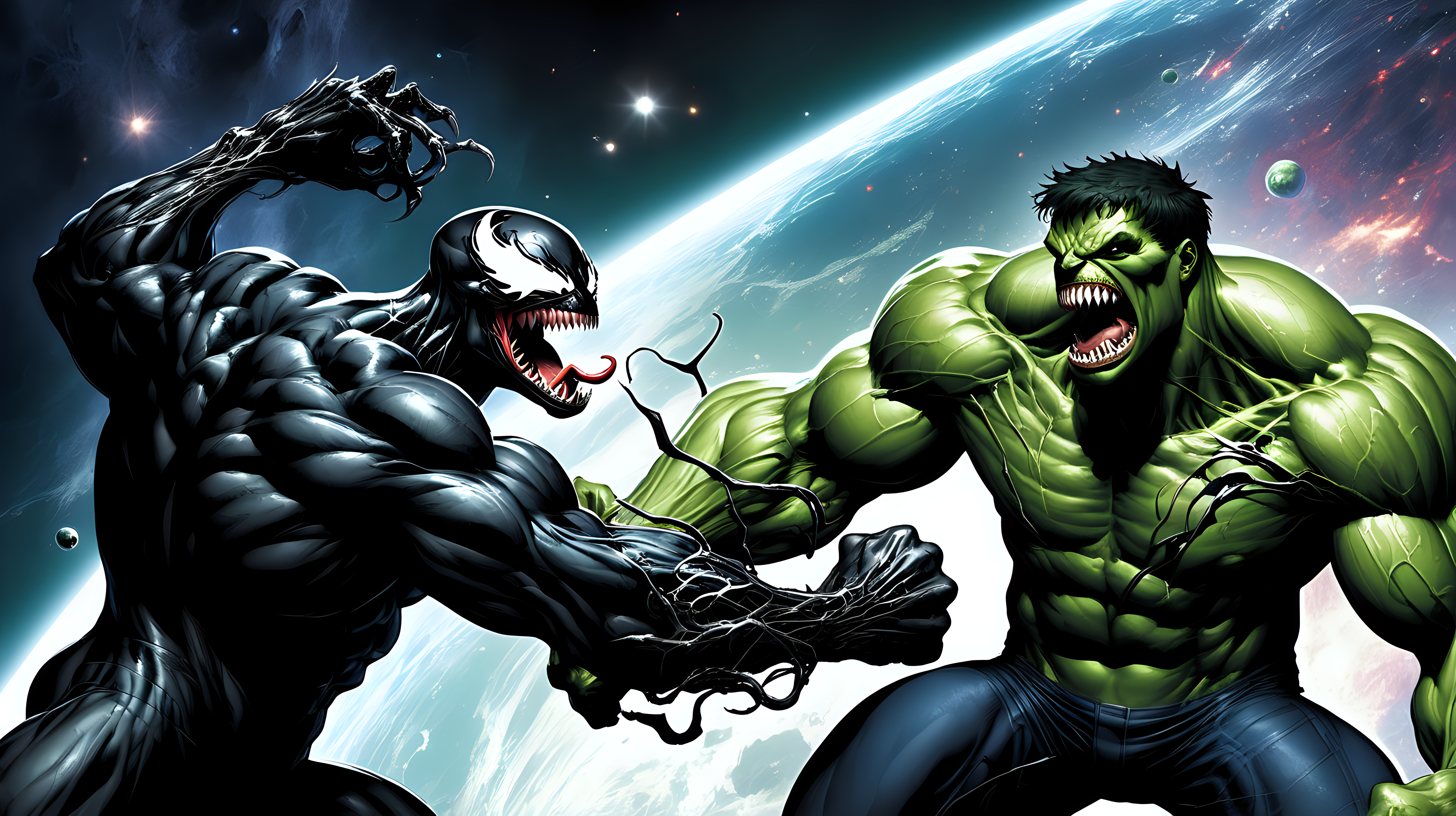 Venom fights the Hulk in space