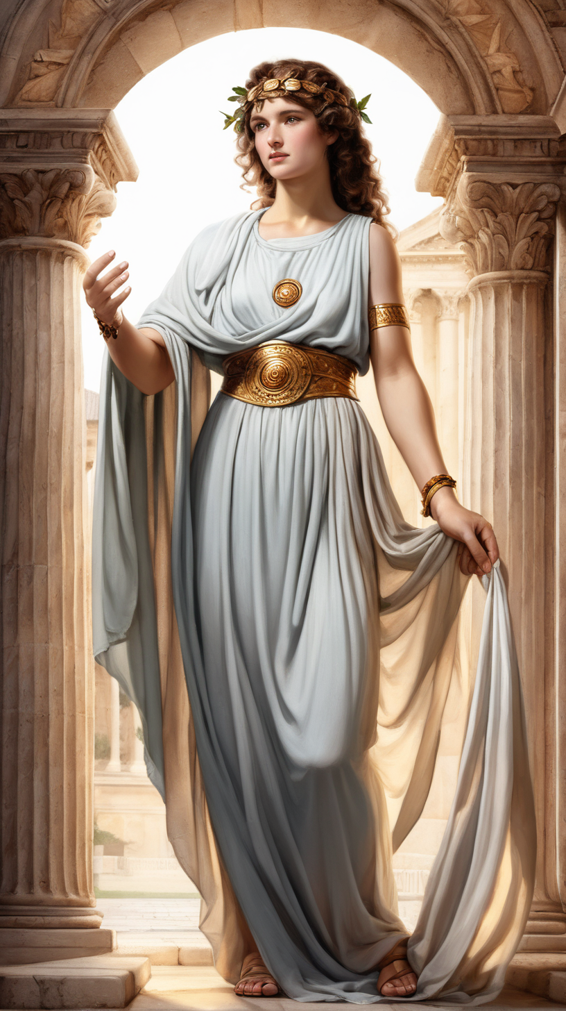 ancient beautiful roman woman holding sacred robe