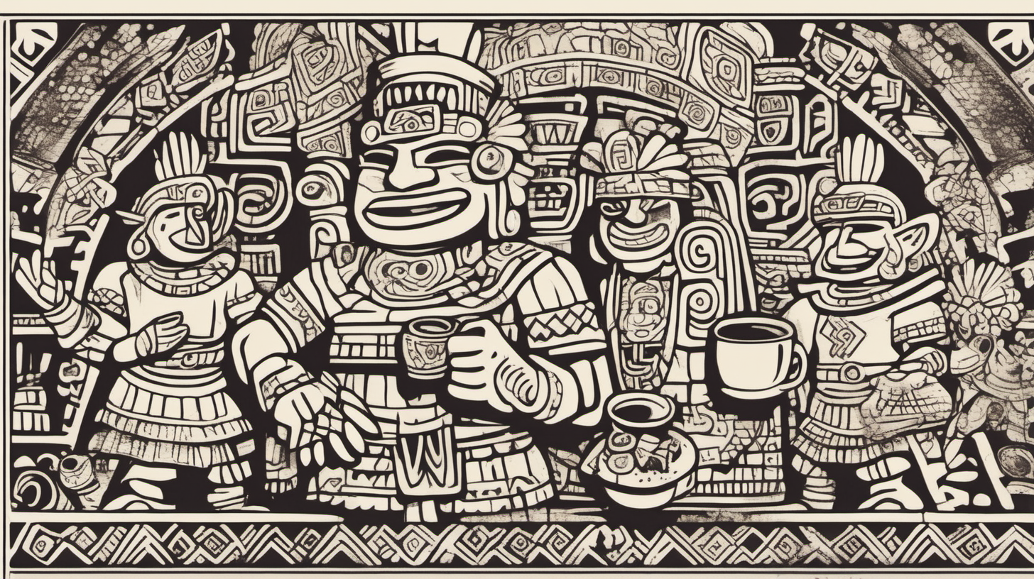 A figure dressed in Mayan or Aztec style