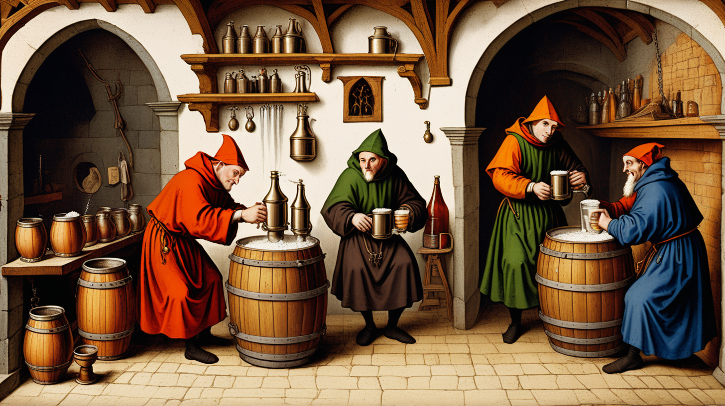 medieval monks brewing beer in the 16th century