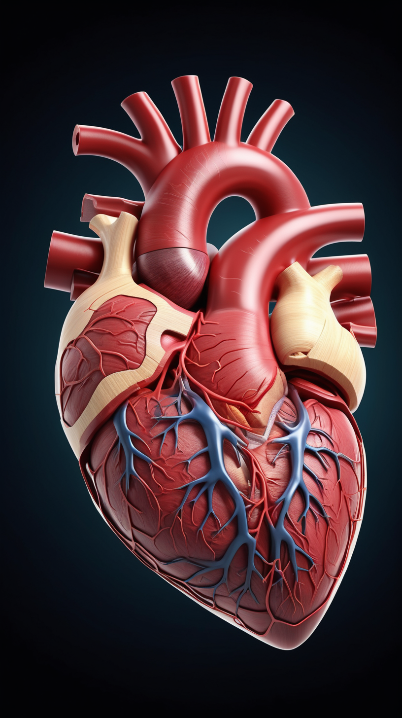 a detailed and realistic illustration of a human heart inside the chest, resembling an anatomy book. Capture the intricate details and textures. Use a high-quality camera model and lens to ensure sharpness and clarity. Illuminate the scene with soft and natural lighting to highlight the anatomical features. Aim for a scientific and informative style of photography.