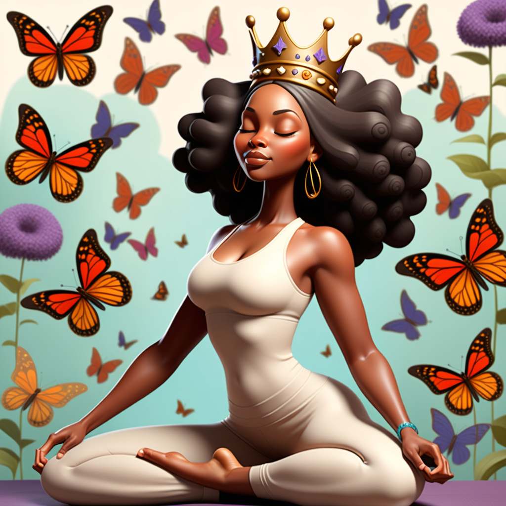 An African American stunning tall curvy Whimsical depiction