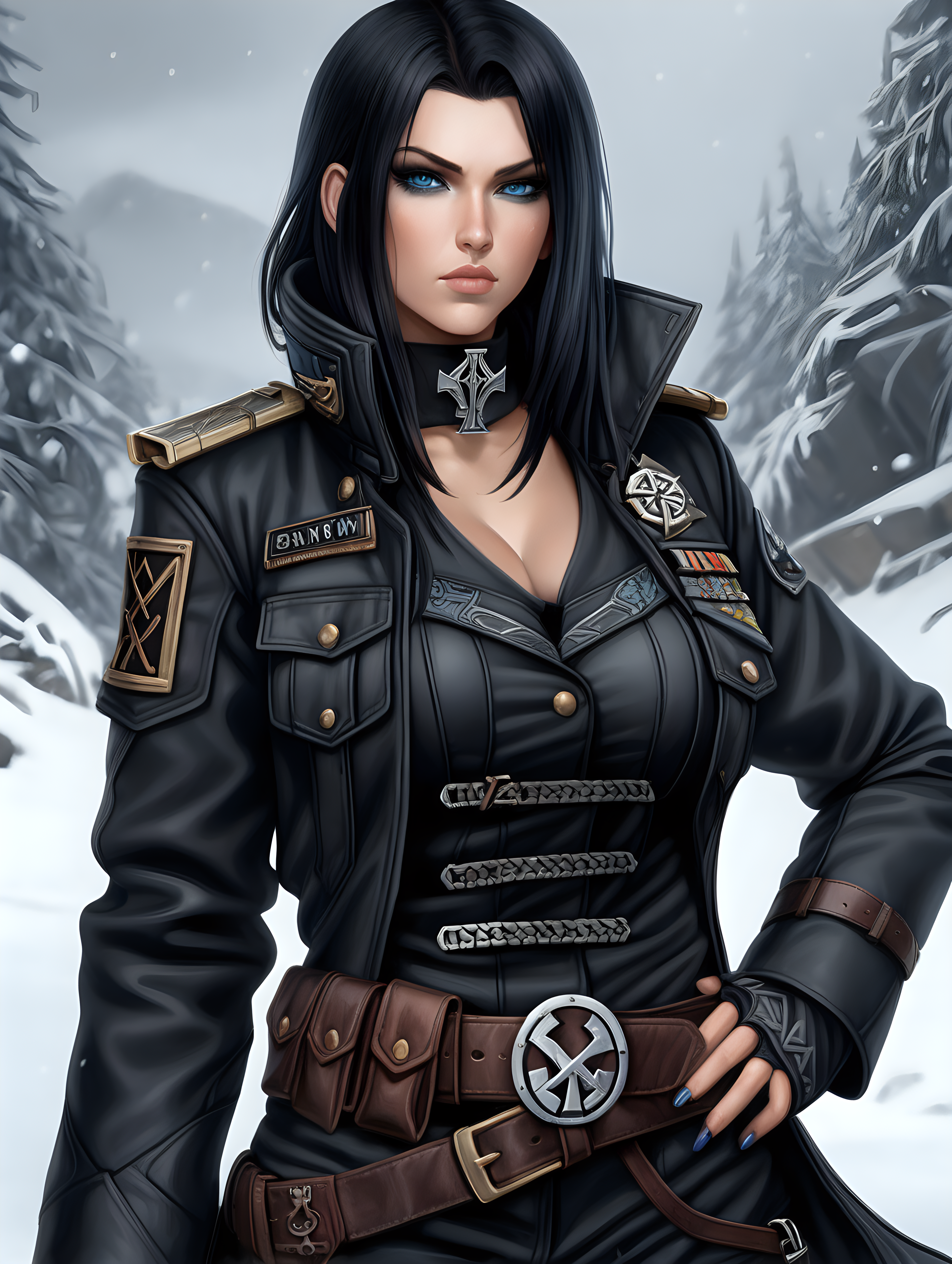 Warhammer 40K young very busty Commissar woman She