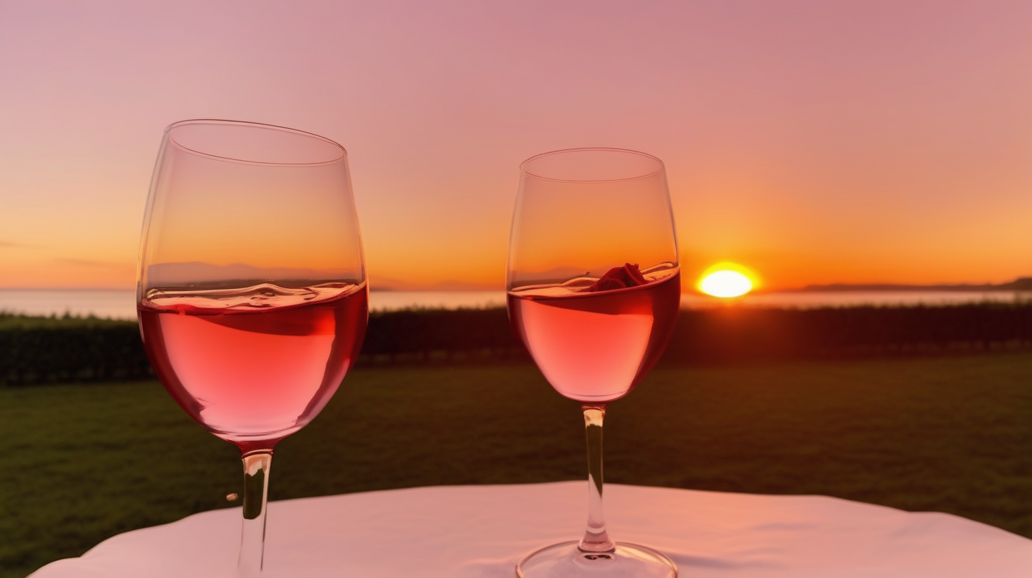 rose wine at a sunset gathering