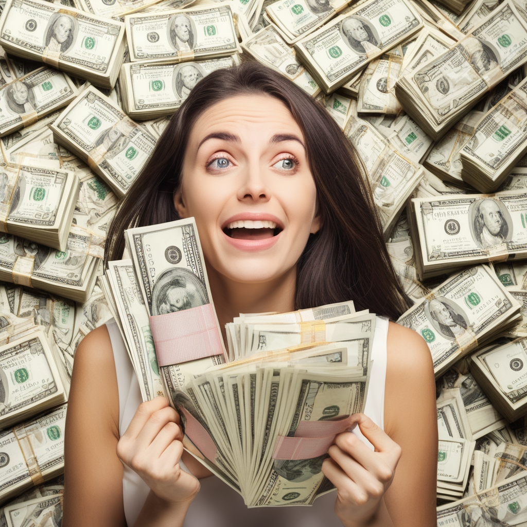 woman with lots of money