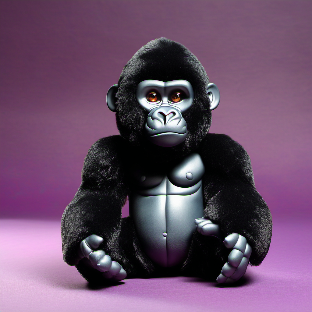 大猩猩 纯色背景   毛绒玩具 很可爱  水晶眼  大脑袋