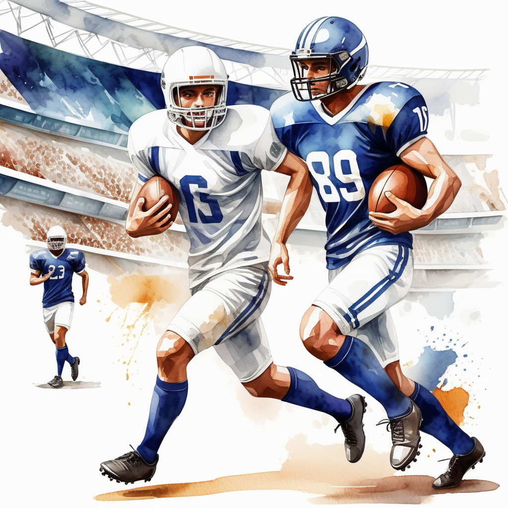 white backgroundcreate a realistic illustrationfootball playerssports football stadiumathletesin