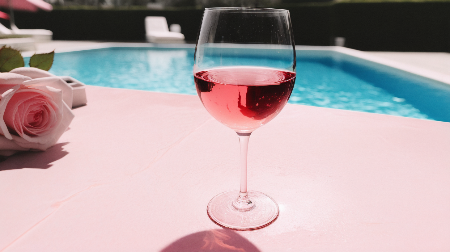 rose wine at a poolside
