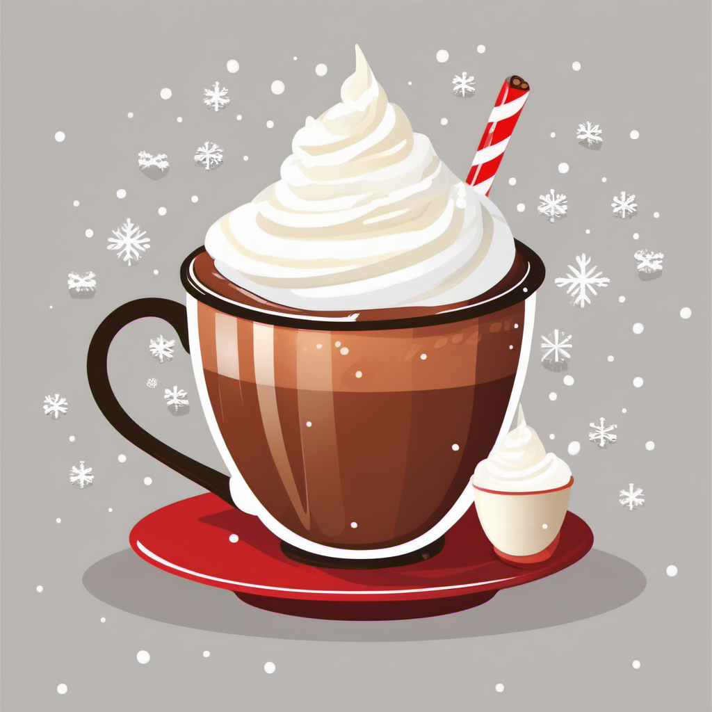 festive, Cup of Cocoa, with whipped cream 
clipart, vector image, flat white background
