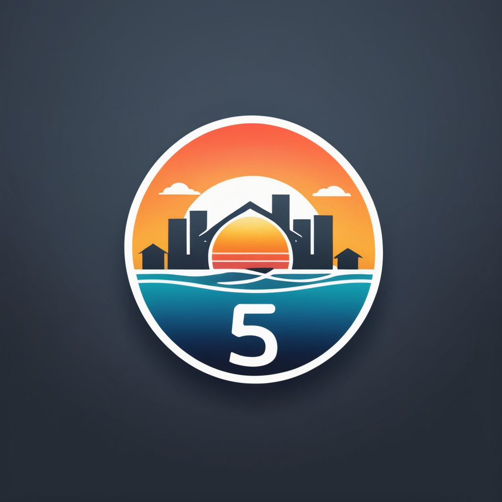 company logo for real estate company.  company name is "five15 global" & should be included in the picture.  also should include "sunset, & beach"
