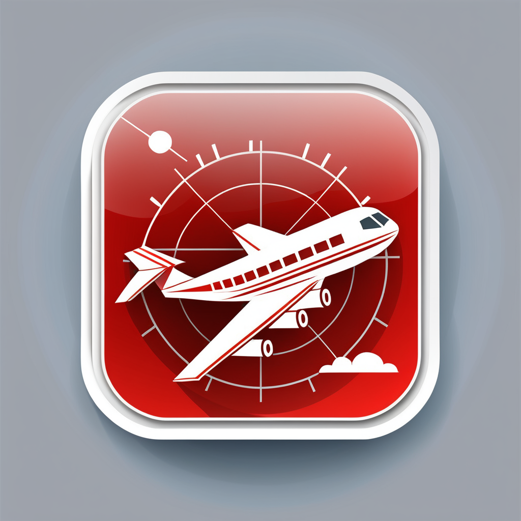 anka uçuş okulu uçak radarı uygulaması için ikon tasarımı yap. kırmızı beyaz renklerini kullan. 