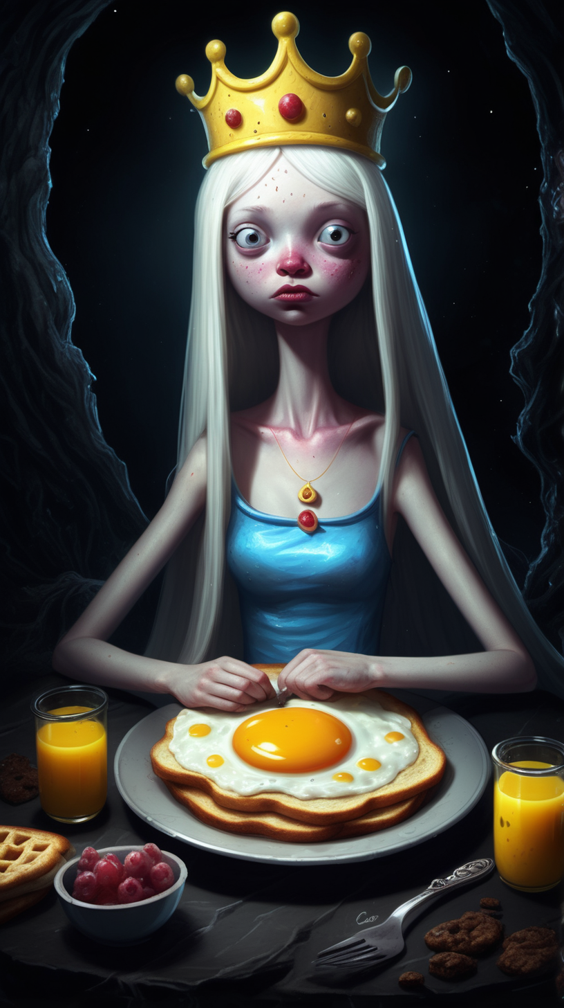 Realistic Breakfast Princess from Adventure Time in a dark fantasy style