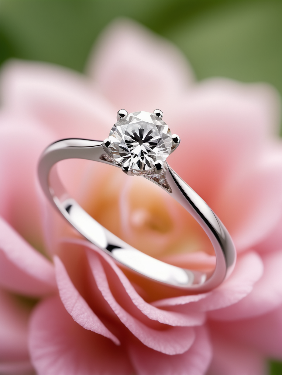 DIAMOND SOLITAIRE RING WITH NICE FLOWERY BACKGROUND
