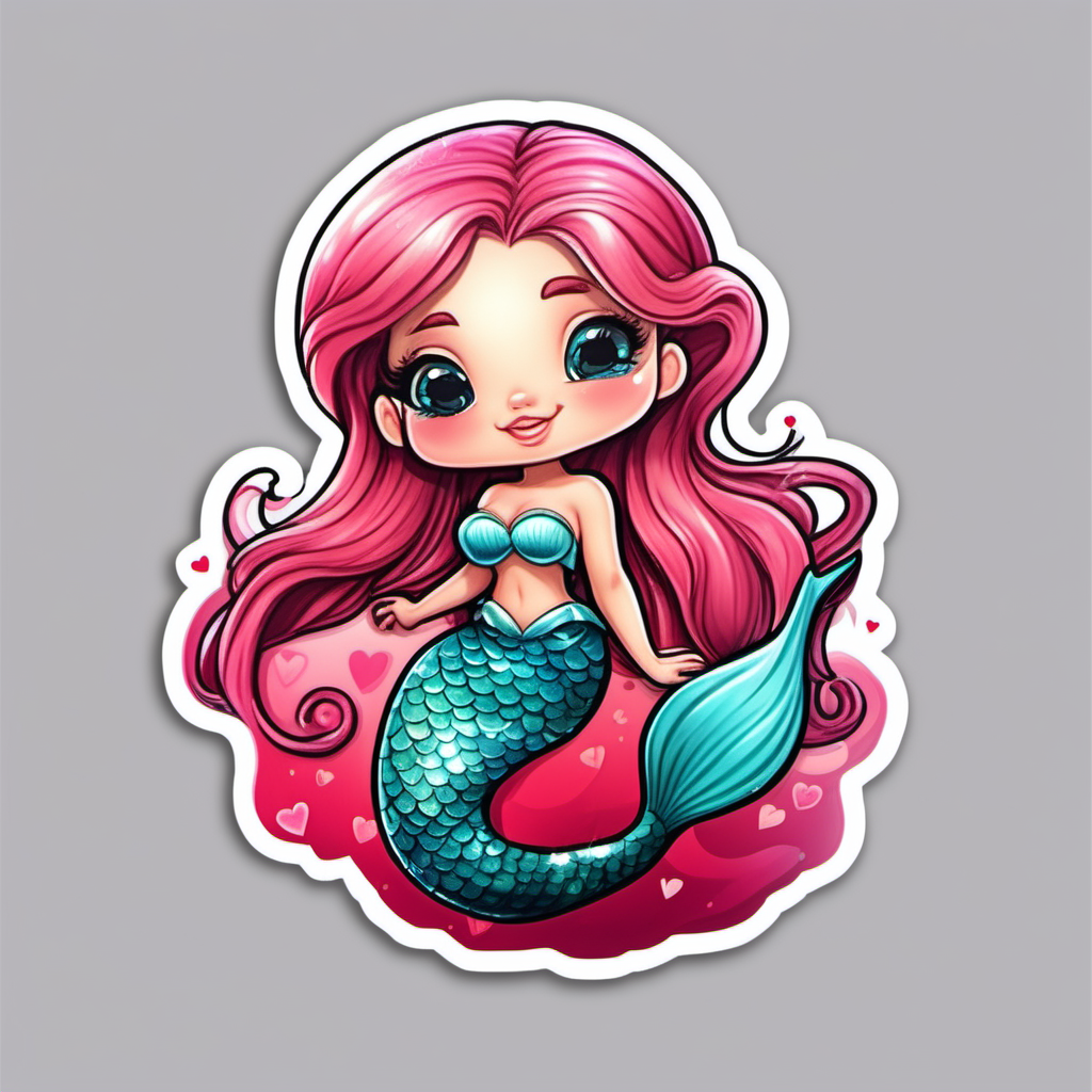 sticker valentine heart so cute bigcartoon mermaidfairytale incredibly